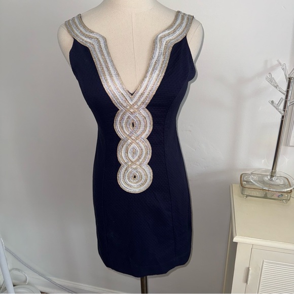 navy and gold lilly pulitzer dress Tazie Dress – Cloister Collection main image 1